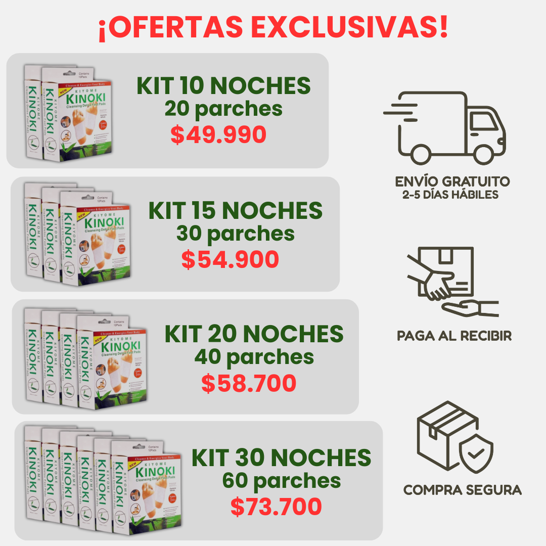 Parches para pies KINOKI® - INGREDIENTES 100% NATURALES
